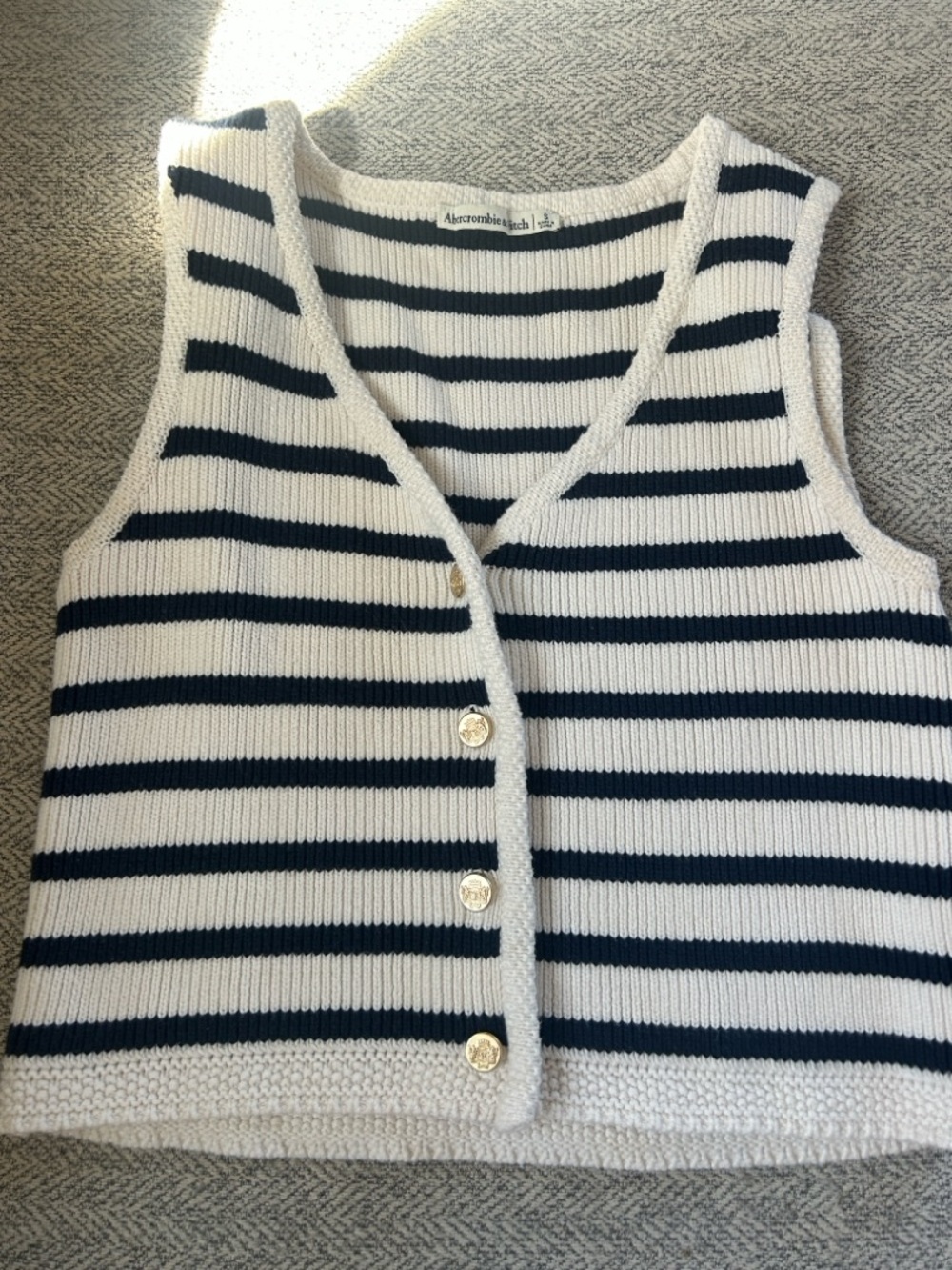 Abercrombie Mara Sweater Button-up- Navy & White stripe - Picture 3 of 3